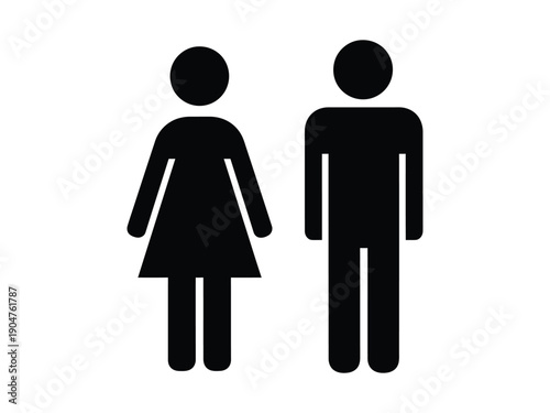 Simple black male and female restroom icons, representing gender, public facilities, and signs in a clear, minimalist style