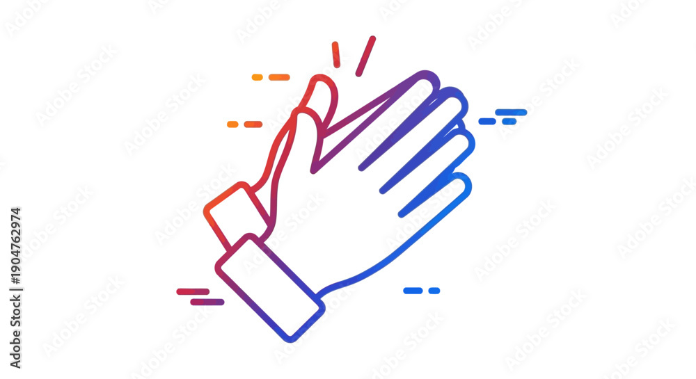 Obraz premium Gradient Outline Clapping Hands Icon Representing Applause and Celebration in Digital Design