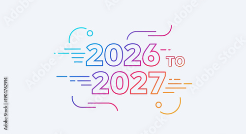 Colorful 2026 to 2027 year transition banner design modern gradient style abstract lines and shapes