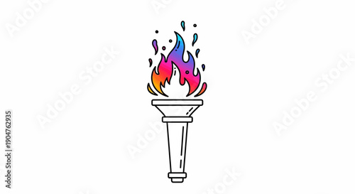 Vibrant gradient flame torch illustration icon representing competition energy and victorious spirit