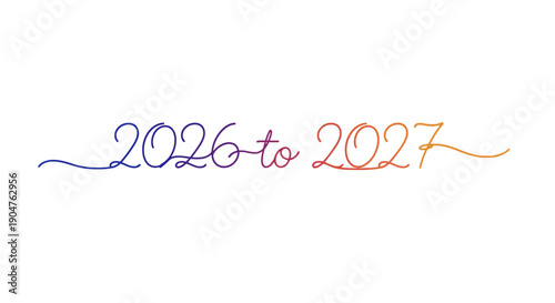 Stylish gradient script text showing the transition from year 2026 to year 2027 elegant design