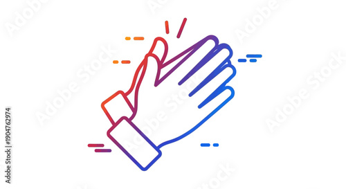 Gradient Outline Clapping Hands Icon Representing Applause and Celebration in Digital Design