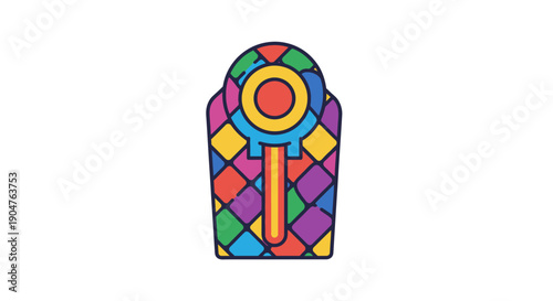 Vibrant stained glass female symbol icon illustrating women's rights and gender diversity in a
