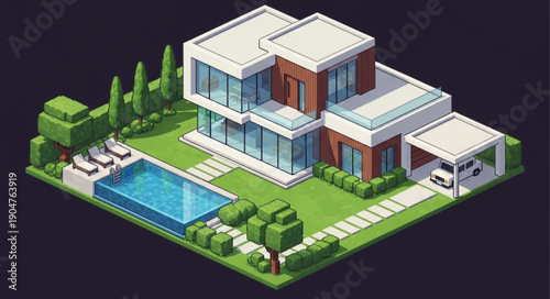 Modern Luxury House With Swimming Pool And Carport.