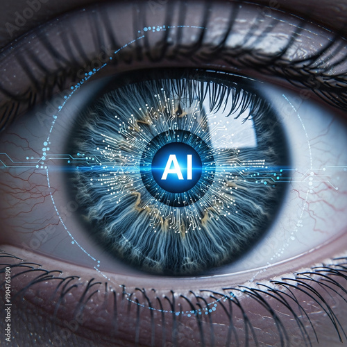 Artificial intelligence reflected in the human eye