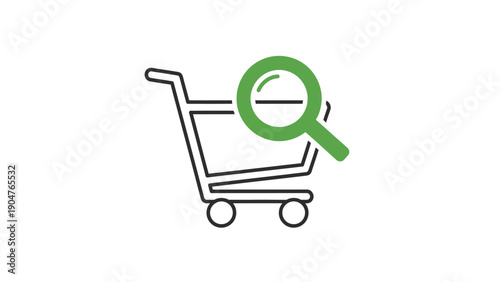 Shopping Cart Remove Icon. E-commerce Subtract Item Symbol. Delete Product from Basket Outline Vector Graphic.
