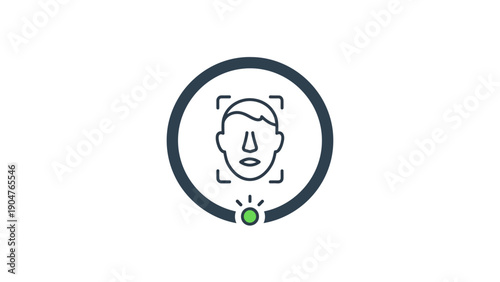 Face Recognition Scan Icon for Biometric Identity Verification and Security Access Technology