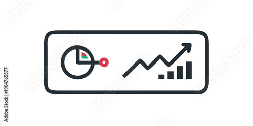 Graph showing upward trend with a red dot indicating a specific data point Vector