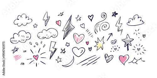 A delightful collection of diverse icons and symbols in various shapes and colors Vector