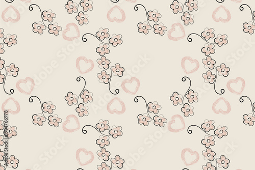 Light glowing floral hearts with a dreamy seamless flow.