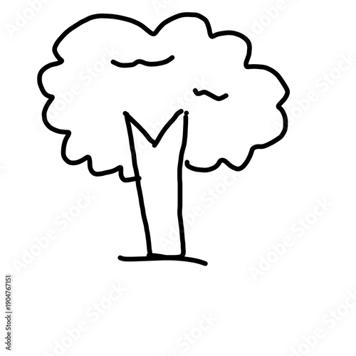 Simple hand-drawn tree sketch illustration isolated on white background