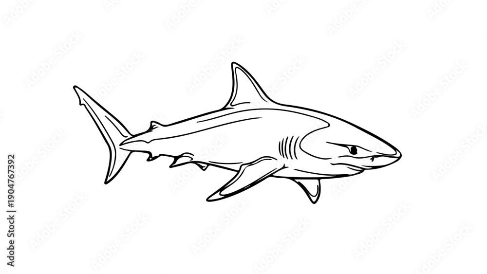 Fototapeta premium A minimalist vector illustration of a shark in a flat design style