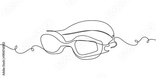 One continuous line drawing of swimming goggles. simple linear style Doodle vector illustration Editable stroke.