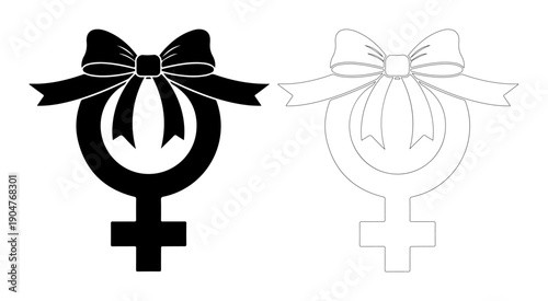Feminine symbol adorned with a decorative bow, representing womanhood and empowerment.