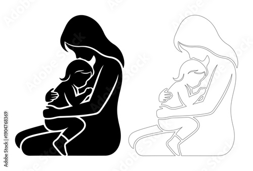 Loving mother gently holding her child in a tender embrace, symbolizing warmth and connection.