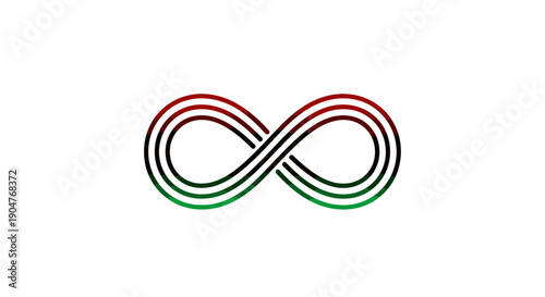 A powerful Pan-African infinity symbol in vibrant red black and green colors abstractly