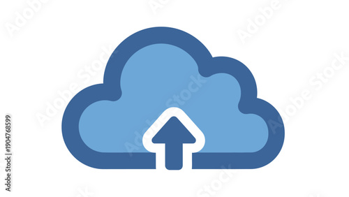 Cloud Upload Icon, Arrow Up Sign for Data Transfer, Digital Storage, Backup, and Web Services Technology Symbol.