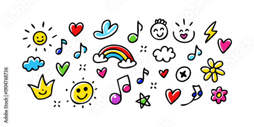 Tableau sur toile A delightful array of diverse emoticons and symbols in vibrant colors