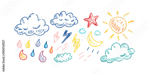 Canvas-taulu A vibrant illustration of various weather elements and natural phenomena Vector