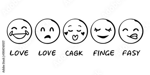 Cuadro en lienzo A series of emoticons depicting various facial expressions and emotions Vector