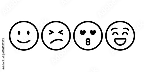 Bild auf Leinwand A series of four faces displaying different emotions and expressions Vector