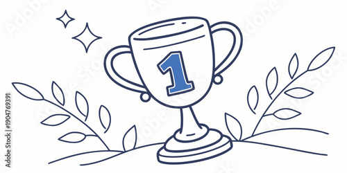 Canvas-taulu A gleaming trophy with a star and laurel leaves on a white background Vector