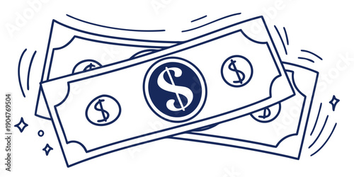 Quadro su tela A stylized illustration of overlapping us dollar bills with a yin yang symbol Ve