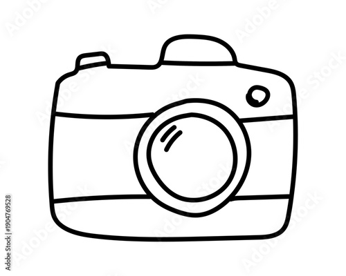 Hand-drawn doodle sketch of a camera and film camera. Minimalist vector line art Editable stroke.