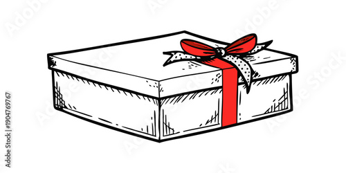 Принти на полотні A beautifully wrapped gift box with a red ribbon ready for a special occasion Ve
