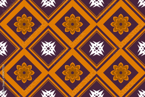Geometric ethnic traditional art pattern.ikat embroidery style.Design for background,wallpaper,,wrapping,fabric,element.