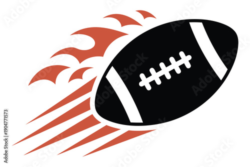 Dynamic stylized american football graphic with speed lines and motion effect for sports designs posters and banners