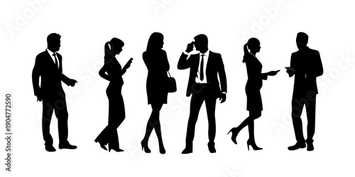 Fotografie Silhouettes of diverse professionals engaged in various activities Vector