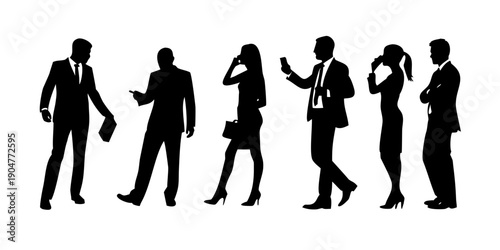 Foto Silhouettes of people engaged in various activities and conversations Vector