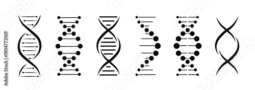 DNA Double Helix Icon Set Genetic Science Illustration Collection
