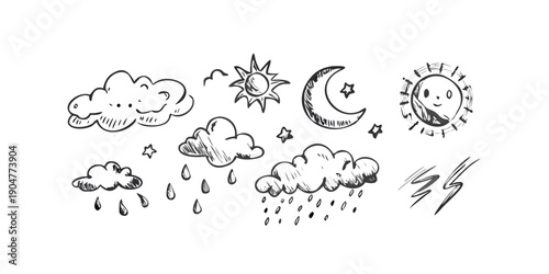 фотографія A collection of weather icons depicting various atmospheric conditions and pheno