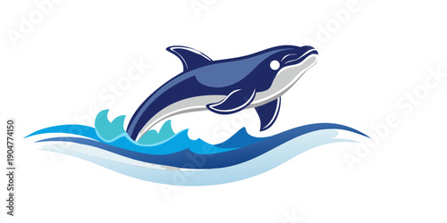 Fotografie A majestic orca leaping out of a vibrant blue ocean wave Vector