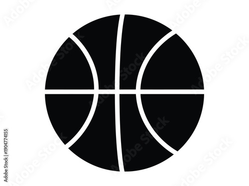 Black silhouette of a basketball, the iconic ball used in the popular sport.