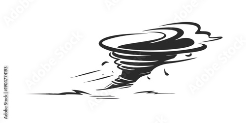 Quadro su tela A dramatic black and white illustration of a swirling tornado with debris flying around it