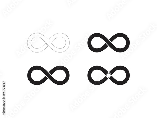 Infinity symbols in various styles, representing eternity, endlessness, and unlimited potential.