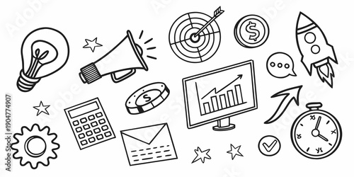 A collection of various icons representing different aspects of communication and technology Vector