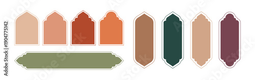 Islamic Window Arch Frame Design Editable Stroke Style for Mosque Decoration Ramadan Eid and Religious Background Use