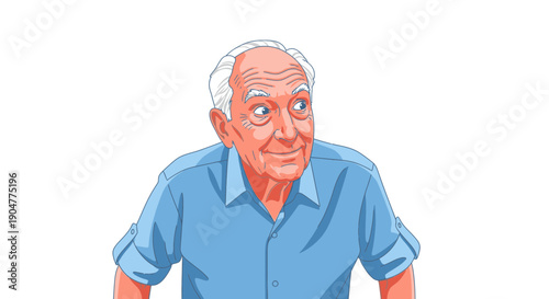 Illustration of an elderly man with a thoughtful expression.