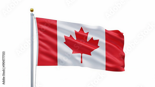 The national flag of canada waving on a pole