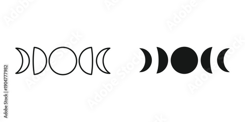 A minimalistic depiction showcases two rows of lunar phases ranging from crescent to full moon and back again high quality professional detailed modern elegant stylish clean