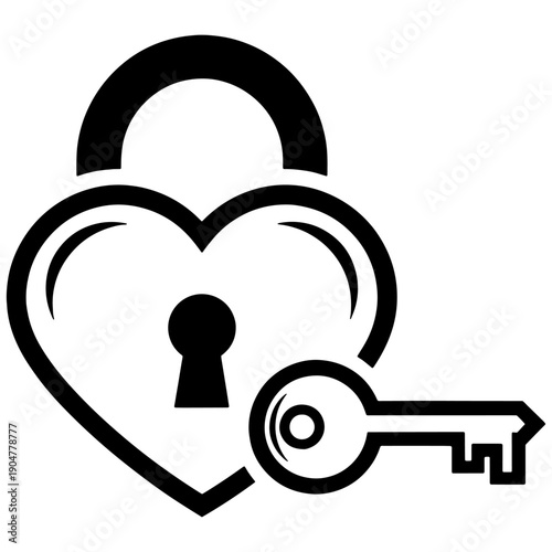 A heart with a lock and key symbolizing security and love