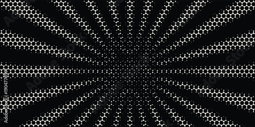 Hexagon Shapes Vector Abstract Geometric Technology Retrowave Sci-Fi Texture Isolated on Light Background. Halftone Hex Retro Simple Pattern. Eps10