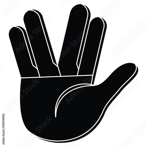 Vulcan salute hand gesture silhouette vector illustration black and white