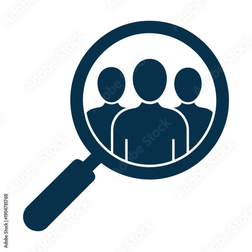 Human Resources Recruitment and Team Search Concept Icon with Magnifying Glass