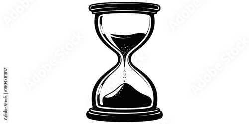 An antique sandglass vector icon illustrating an isolated hourglass on a white background as a measurement instrument for the passing flow of time and business deadlines