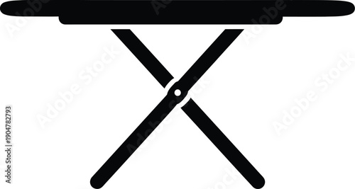 A minimalist black silhouette icon representing a portable folding table with crossed support legs.
